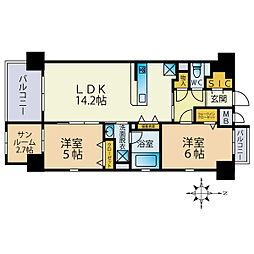 テラパカータ姪浜 2SLDKの間取図画像