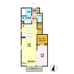 アンベリール 1LDKの間取図画像