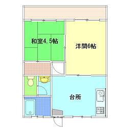 たなか荘 2DKの間取図画像