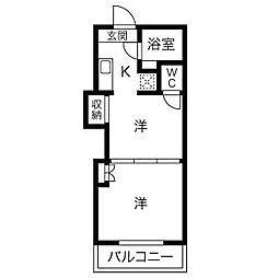 レジデンスカープ大宮 2Kの間取図画像