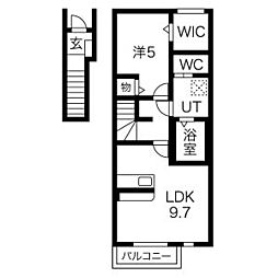 Le Meilleur水沢A 1LDKの間取図画像