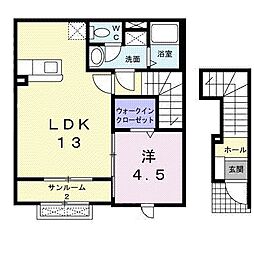 シャルマン2 1LDKの間取図画像