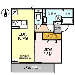 D-ROOM盛岡本宮A 1LDKの間取図画像