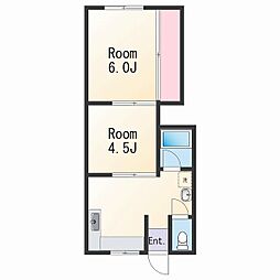 岩尾マンション 4階2DKの間取り