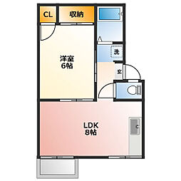 ヴィラ・アカンサス　B 2階1LDKの間取り