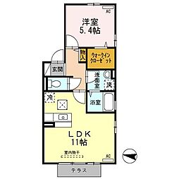 セジュール　リアン 1階1LDKの間取り