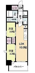 リビオメゾン新大阪 13階2LDKの間取り