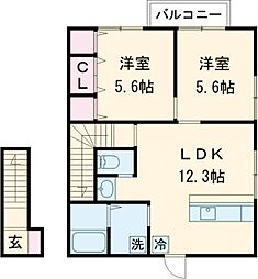 サニーヒルマサキ 2LDKの間取図画像