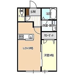 レトアE 1LDKの間取図画像