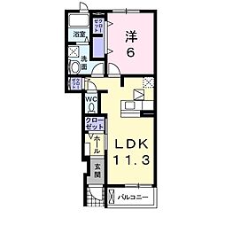 サンビレッジ前畑 1階1LDKの間取り