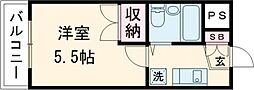 レリーサ真上 1Kの間取図画像
