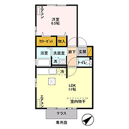 ベルボナール　Ａ 1階1LDKの間取り