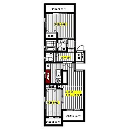 ヴィラージュ高松2 2LDKの間取図画像