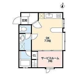フレンド沼垂B棟 1SKの間取図画像