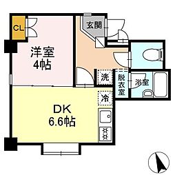 仙台市営南北線 長町一丁目駅 徒歩4分の賃貸マンション 2階1DKの間取り
