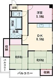 第2大嶽ビル 4階3DKの間取り