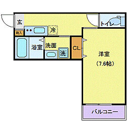 仙台市営南北線 愛宕橋駅 徒歩6分の賃貸アパート 2階1Kの間取り
