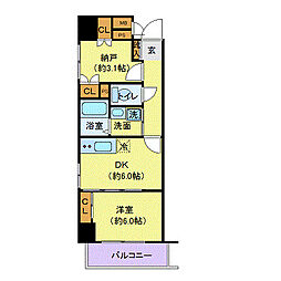 カスタリア一番町EAST 8階1DKの間取り