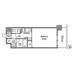 ベルフェリーク新神戸 4階ワンルームの間取り