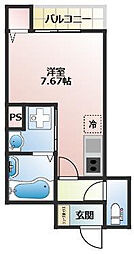 久留米市諏訪野町アパート ワンルームの間取図画像