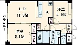 ルーカス長崎諫早I 5階2LDKの間取り