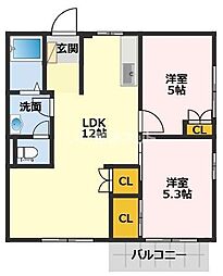 メゾンアピアA 2LDKの間取図画像