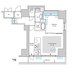 ロイジェントパークス千葉中央 1LDKの間取図画像