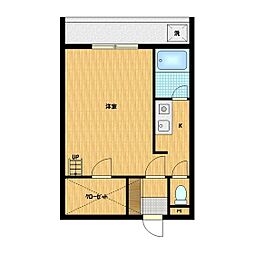 セザンヌ三谷 2階1Kの間取り