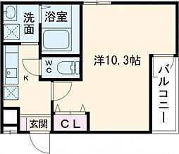 フジパレス百舌鳥駅南I番館 1階1Kの間取り