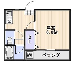 神戸ハイツ第2 1Kの間取図画像