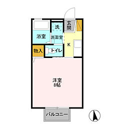 ジュネス結城　Ｄ 1階1Kの間取り