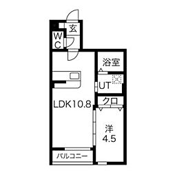 Bonheur 1LDKの間取図画像