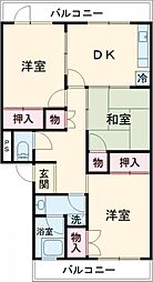 東浦ハイツ 3DKの間取図画像