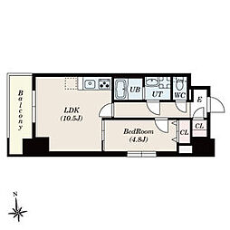 S-RESIDENCE岡崎公園aureate 1LDKの間取図画像