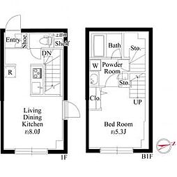 ラ・ペルラ下北沢 2階1LDKの間取り