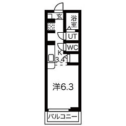 アヴニール ワンルームの間取図画像