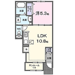 メゾンサンフラワーA 1LDKの間取図画像