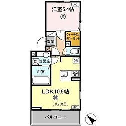 フェリシテ御領 3階1LDKの間取り