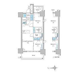 ルフォンプログレ門前仲町プレミア 11階2LDKの間取り