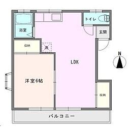 南ハイツ 2階1LDKの間取り