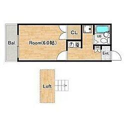 ラフォーレ・一ノ谷 1Kの間取図画像