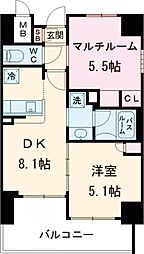 エステムプラザ神戸西4インフィニティ 1SDKの間取図画像