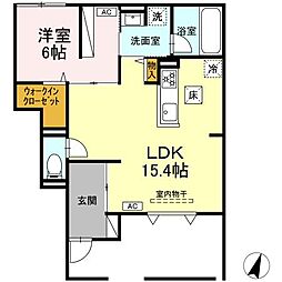 Ulu kanoa 1階1LDKの間取り