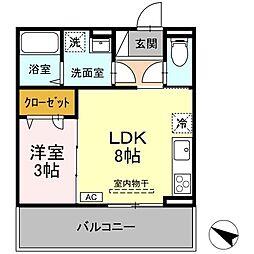 Grace Sante 3階1LDKの間取り