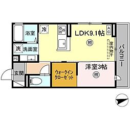 トリシア横町EAST 1LDKの間取図画像