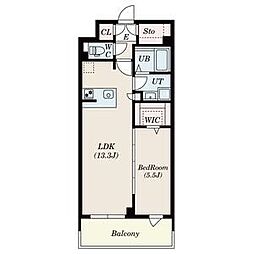 S-RESIDENCE佐賀天神aline 4階1LDKの間取り