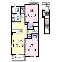 プロムナード 2LDKの間取図画像