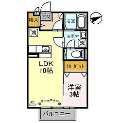 メゾン松葉　Ｂ 2階1LDKの間取り