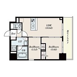 S-RESIDENCEFUKUSHIMAdivere 2LDKの間取図画像