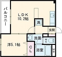 サムティ新水前寺 1LDKの間取図画像